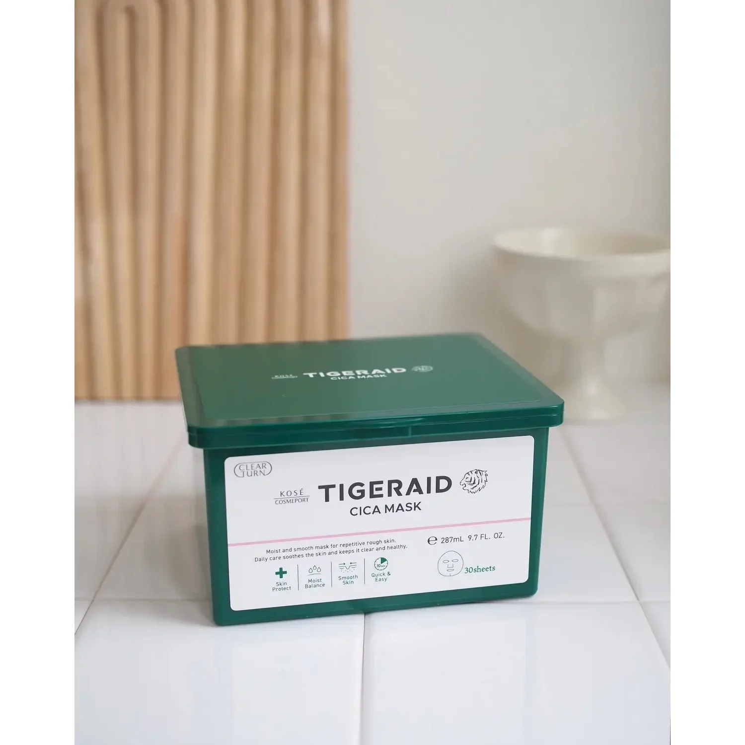 Kosé Tigeraid Cica Intense Moisturizing Repair Mask 30 Sheets - Image 2